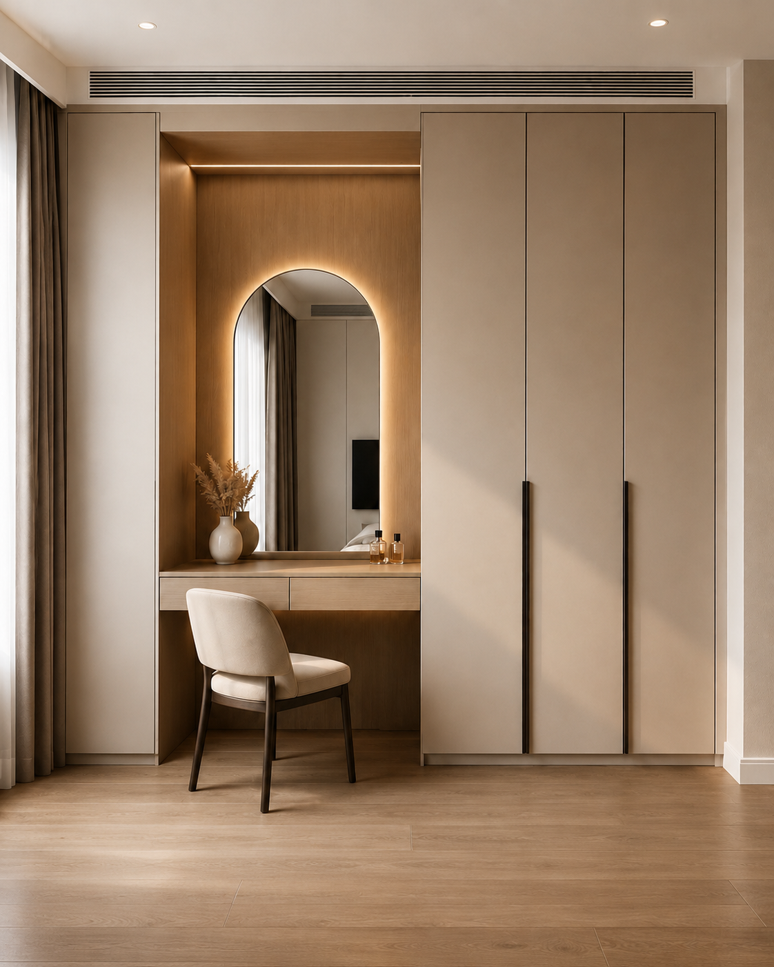 Dressing Nature avec coiffeuse intégrée et miroir lumineux